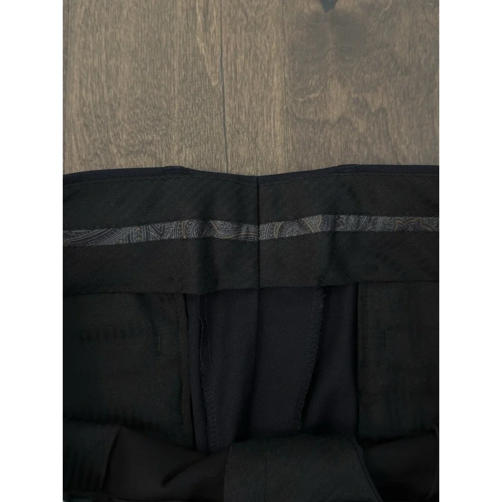 Ralph Lauren Navy Blue Stretch Flat Front Dress Pants Mens Size 33X32 Wool Blend